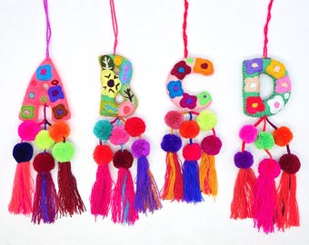 Embroidered Christmas Letter Ornament: Mexican Christmas Decor