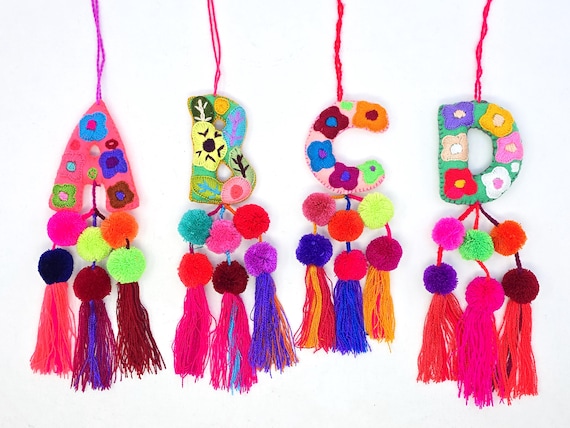 Embroidered Christmas Letter Ornament: Mexican Christmas Decor