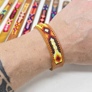 Pulseira de couro mexicana artesanal da amizade / Pulseiras tradicionais mexicanas tecidas à mão / lembrancinhas de cinco de maio / presentes de festa de acampamento de verão