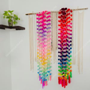 Mexican Rainbow Pom Pom Garland: Fiesta Christmas Decor