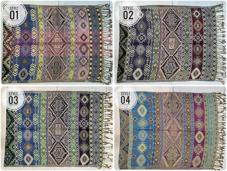 Mexican rebozo scarf / Traditional rebozo / Mexican geometric pattern shawl / mexican pashmina image 2