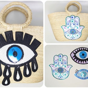 メキシカンスパンコールパッチ：イーブルアイ、ハムサ、ハート