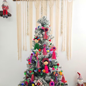 Hand embroidered Christmas ornament set from Mexico