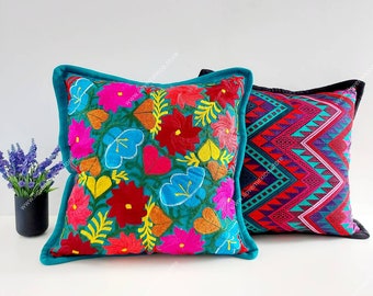 Taies d'oreiller mexicaines / Taie d'oreiller brodée / Coussin floral mexicain