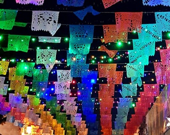 Mexican papel picado skull banner / cinco de mayo decor / mexican fiesta decoration / 13 feet garland / luchador banners