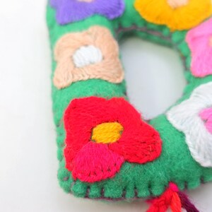 Embroidered Christmas Letter Ornament: Mexican Christmas Decor image 2
