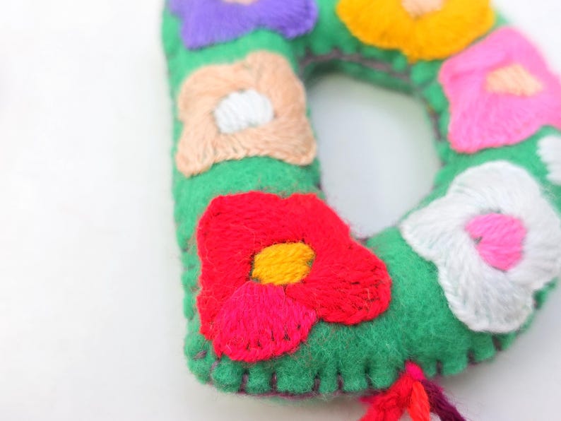 Embroidered Christmas Letter Ornament: Mexican Christmas Decor image 2