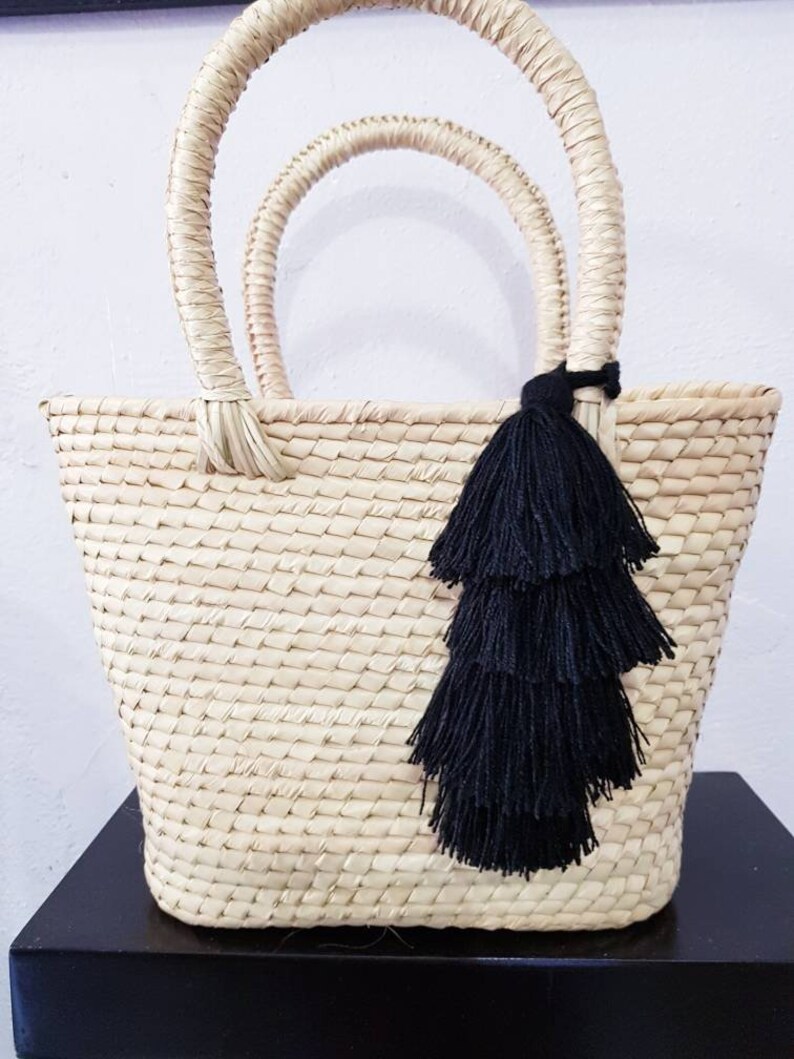 Handmade black boho bag tassels / black beach bag tassels / Etsy