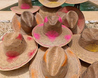 Mexican straw hat with embroidered decoration