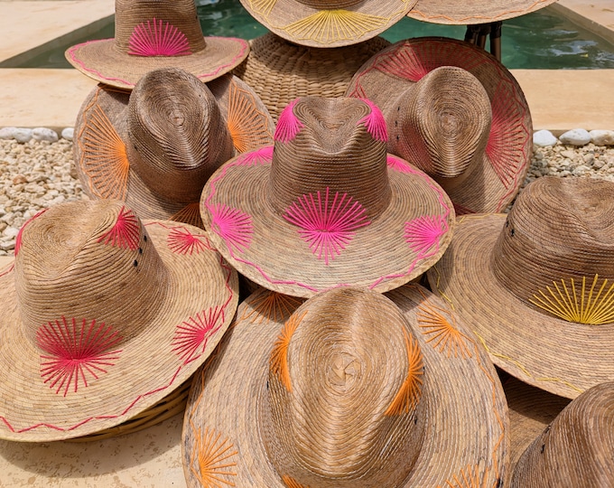 Mexican straw hat with embroidered decoration