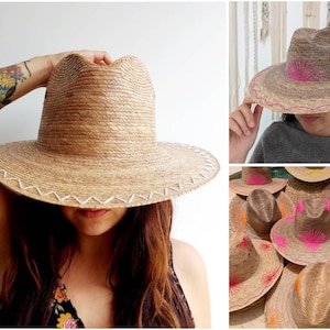 Mexican straw hat with embroidered decoration
