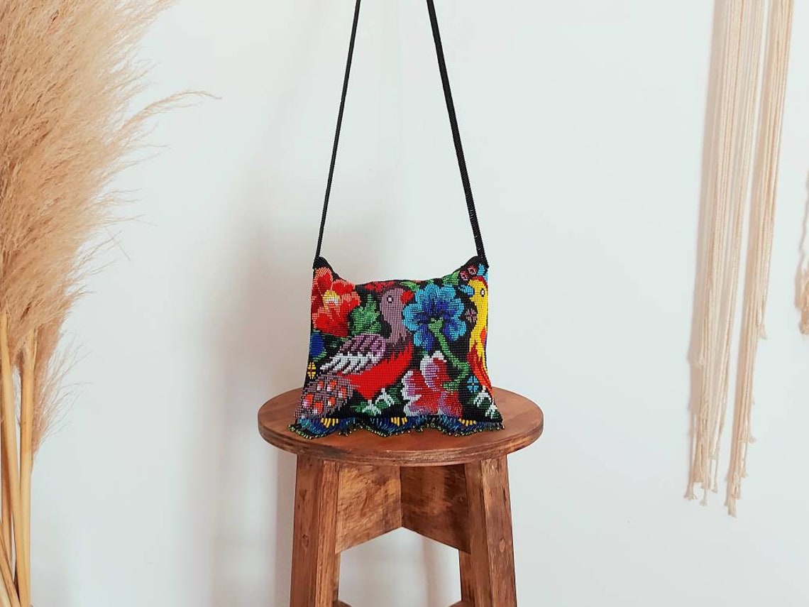 Glass Bead Purse / Mexican Beaded Bag / Huichol Bag Etsy