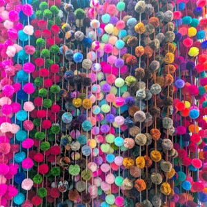 Mexican Christmas tree garland / Multi color pompom garland / fiesta decor / christmas decoration / mexican christmas ornament