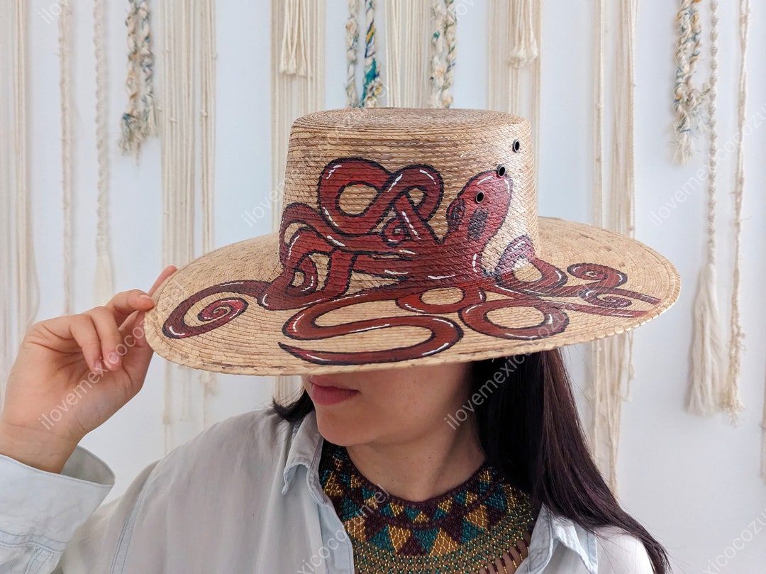 Hand-painted Sea Life Straw Hat: Summer Sun Hat - Etsy display picture 1