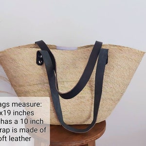 Large beach straw bag with leather strap / market straw bag / mexican tote bag/ summer bag / farmer's market bag / image 10