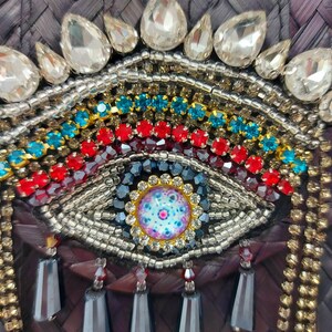 Bolso de mano mexicano de paja con parche para el ojo / Bolso boho hecho a mano imagen 6