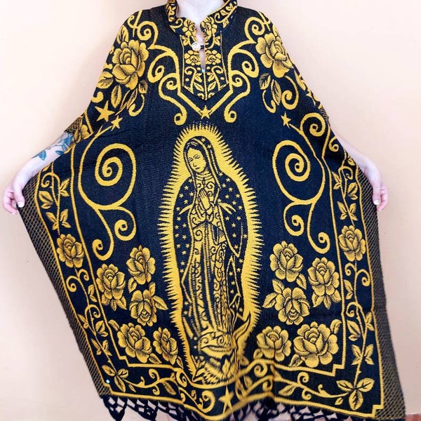 Mexican Traditional poncho / Virgen de Guadalupe poncho / Virgen Mary poncho