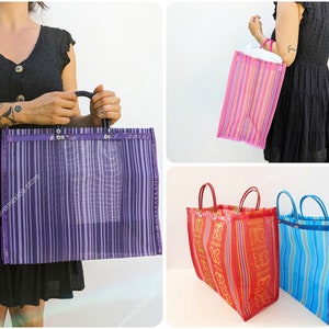 Premium reusable plastic grocery bag / Mexican tote bag / Mexican mesh bag / mesh beach bag