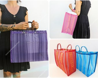 Premium reusable plastic grocery bag / Mexican tote bag / Mexican mesh bag / mesh beach bag