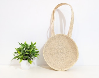 Handmade Round Palm Leaf Bag: Mexican Market Tote