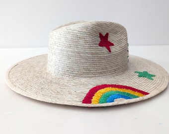 Handmade Embroidered Straw Hat: Mexican Summer Sun Hat - Etsy display picture 1