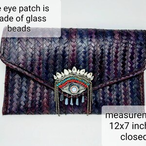 Bolso de mano mexicano de paja con parche para el ojo / Bolso boho hecho a mano imagen 9