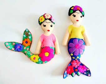 Frida mermaid doll / Mexican hand made doll / frida doll / frida toy / frida decor /