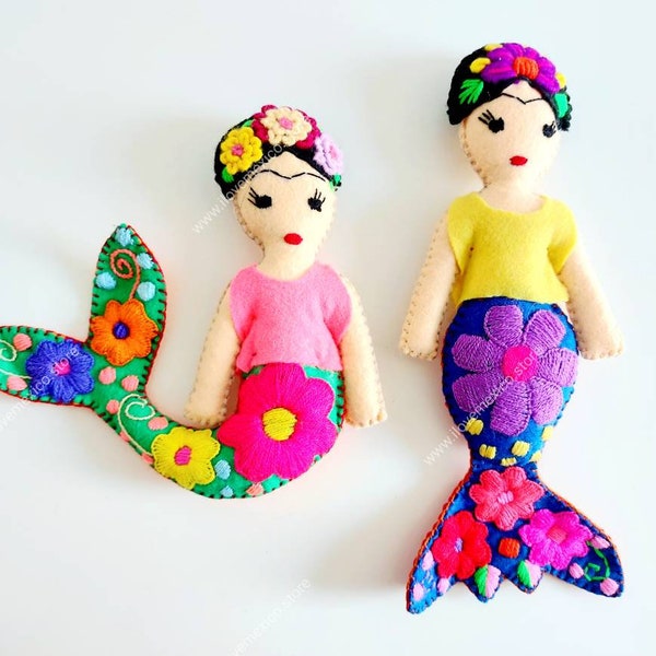 Frida mermaid doll / Mexican hand made doll / frida doll / frida toy / frida decor /