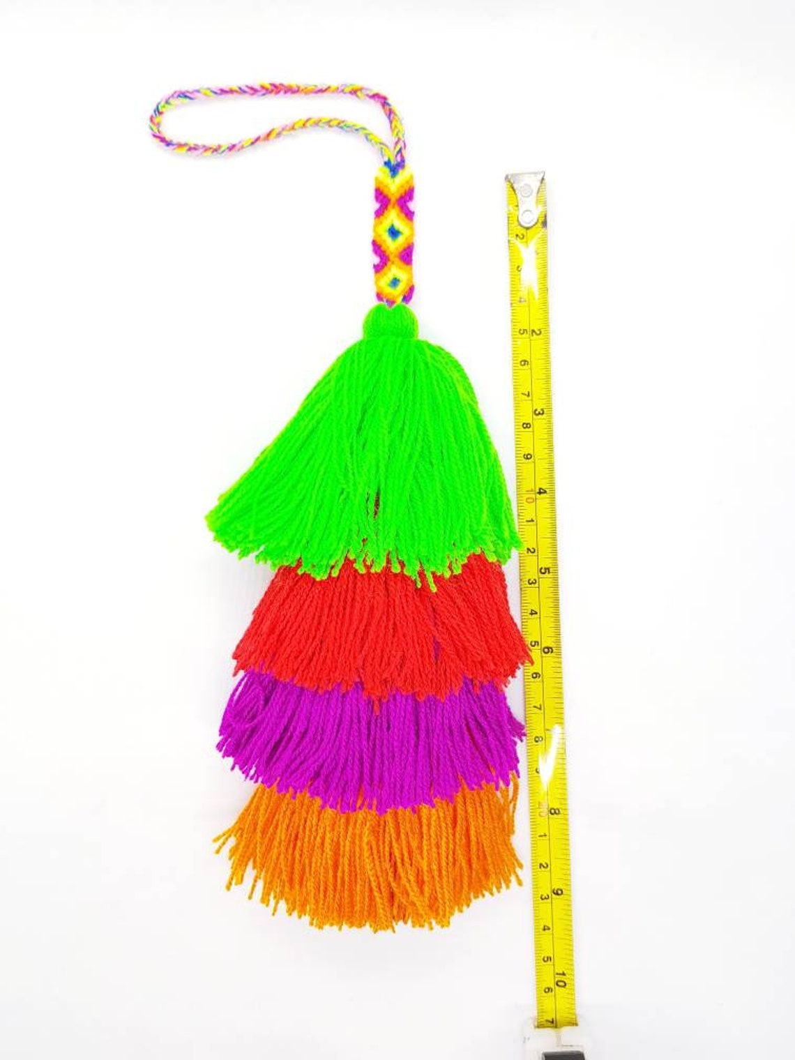 Handmade Mexican bright color tassels with braided top / Etsy