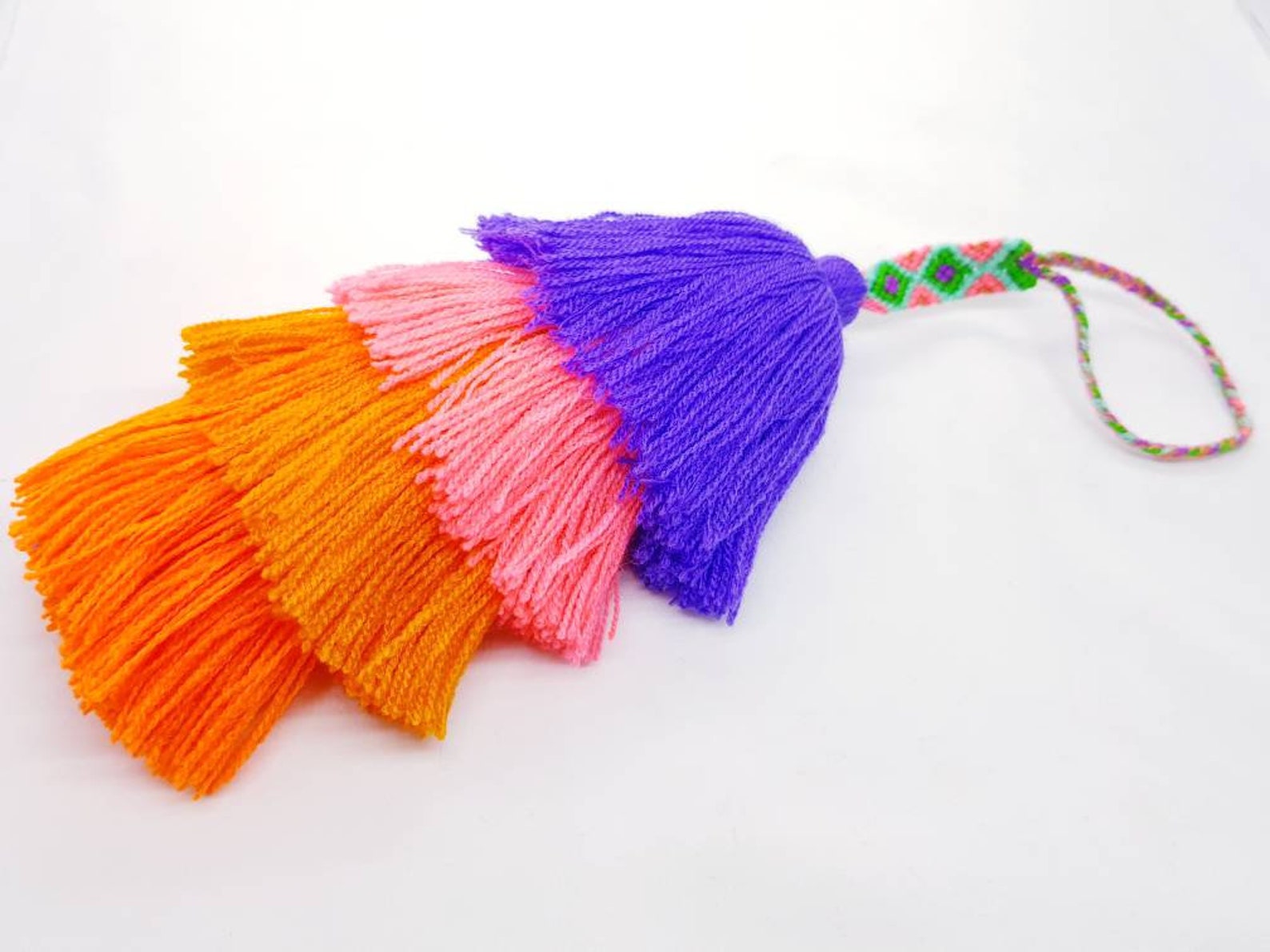 Handmade Mexican bright color tassels with braided top / Etsy