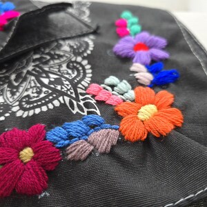 Embroidered Floral Bandana | Handmade Mexican Paliacate Scarf image 15