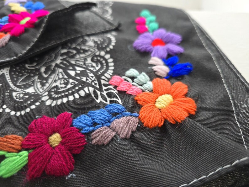 Embroidered Floral Bandana | Handmade Mexican Paliacate Scarf image 15