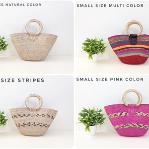 Small straw beach tote / handmade market straw bag / mexican tote bag / summer bag / farmer's market bag / image 5