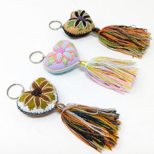 Embroidered heart keychain