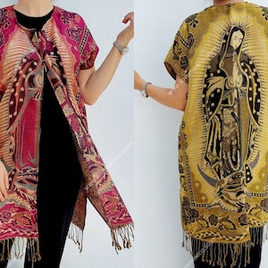 Mexican Traditional poncho / Virgen de Guadalupe poncho / Virgen Mary open poncho