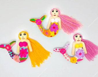 Embroidered mermaid toy / mermaid decor / mermaid plushie