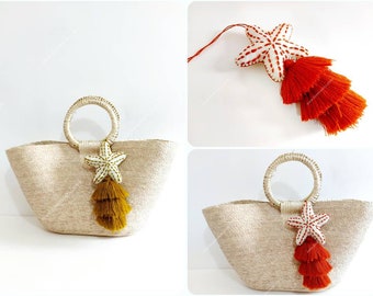 Embroidered starfish tassels