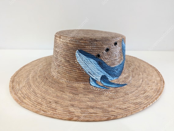 Brown Straw Hat with Starfish and Blue Accents Free Beach Hat Decor Image - Beach, Hat, Seashells  main image 3
