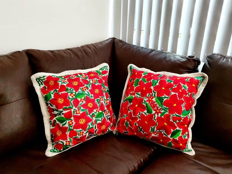 Mexican Pillow Cases / Embroidered Christmas Pillow Case / Etsy