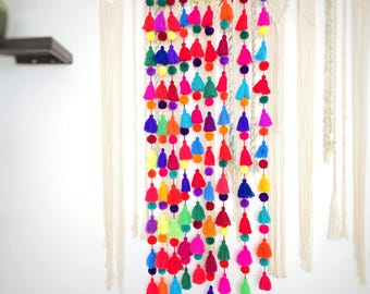 Mexican Christmas Pom Pom Garland: Colorful Fiesta Decor
