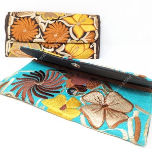 Oversized embroidered wallet / Mexican floral wallet