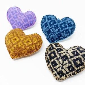 Embroidered heart ornaments