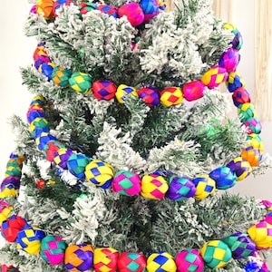 Guirnalda de paja mexicana hecha a mano: colorida decoración navideña para fiestas