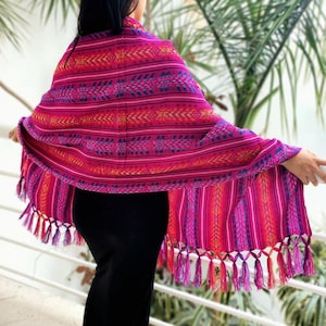 Handwoven Mexican Rebozo Scarf: Traditional Cambaya Shawl