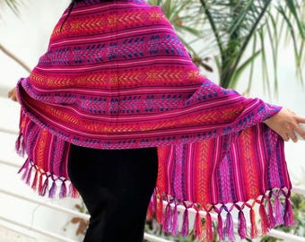 Rebozo mexicano tejido a mano: chal cambaya tradicional