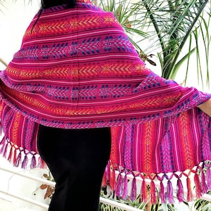 Bufanda de rebozo tejida mexicana / Rebozo de tela tejida tradicional / chal cambaya mexicano / pashmina mexicana / bufanda de lactancia colorida imagen 1