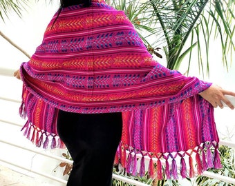 Bufanda de rebozo tejida mexicana / Rebozo de tela tejida tradicional / chal cambaya mexicano / pashmina mexicana / bufanda de lactancia colorida