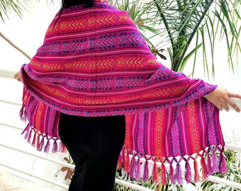 Écharpe en rebozo tissée mexicaine / Rebozo en tissu tissé traditionnel / Châle en cambaya mexicain / Pashmina mexicain / Écharpe d'allaitement colorée