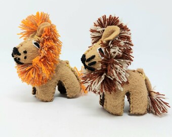 Hand made mini plushies / stuffed natural wool lion / plush toys / handmade mayan wool toys / mini lion