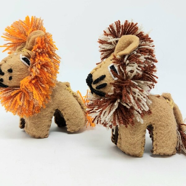 Hand made mini plushies / stuffed natural wool lion / plush toys / handmade mayan wool toys / mini lion